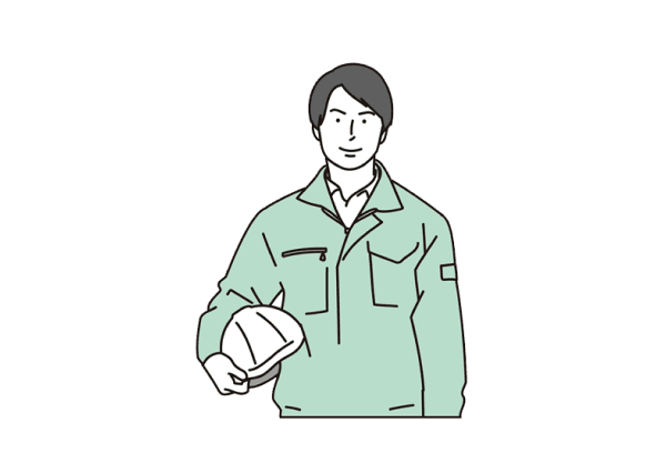 作業着を着てヘルメットを持つ担当者のイラスト